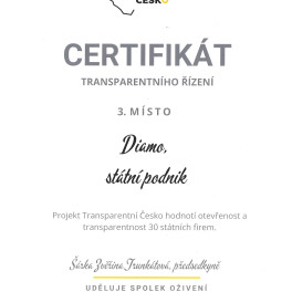 DIAMO se umístilo na 3. místě mezi nejtransparentnějšími státními podniky v ČR